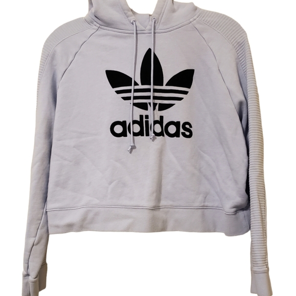 Adidas Cropped Hoodie Ribbed Sleeves - Picture 9 of 9